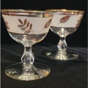 Vintage Libbey Golden Foliage Cocktail Glasses - Set of 3